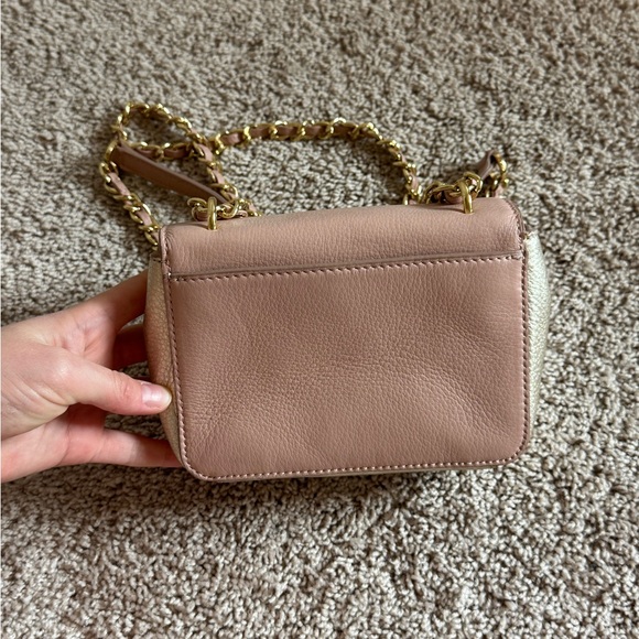 Tory Burch Classic Pink/Gold Leather Mini Kira Crossbody Bag - Picture 8 of 11
